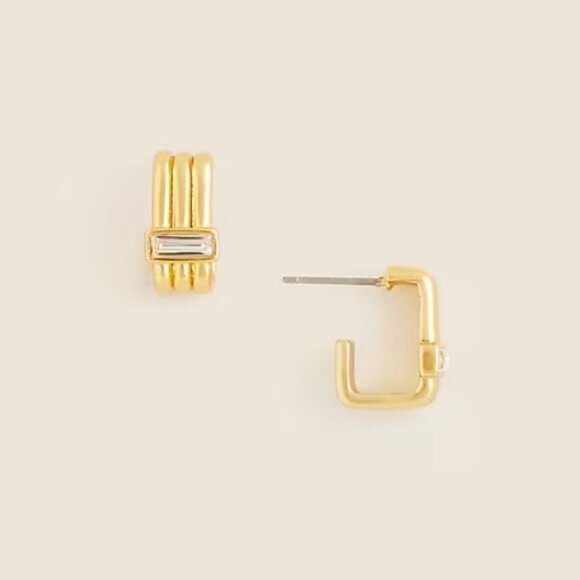 J.Crew Crystal Square Hoop Earrings - Picture 2 of 7